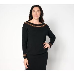 Studio Park Women's Top Sweater Sz XS X Shawn Killinger Stripe Black A655635